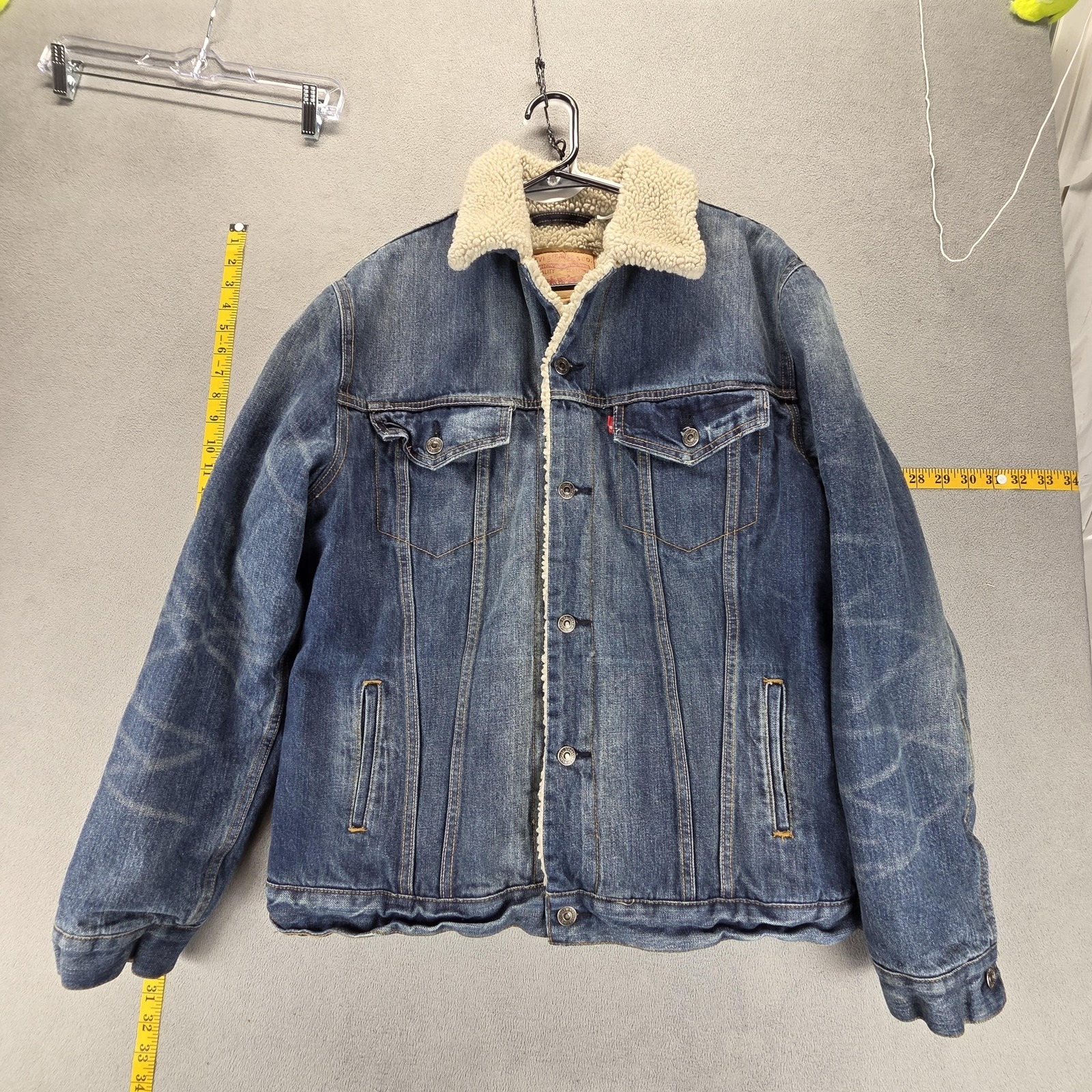 Levis Jacket Mens Xl Blue Denim Sherpa Lined Jean Trucker 70598